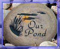 engraved river stone garden stone